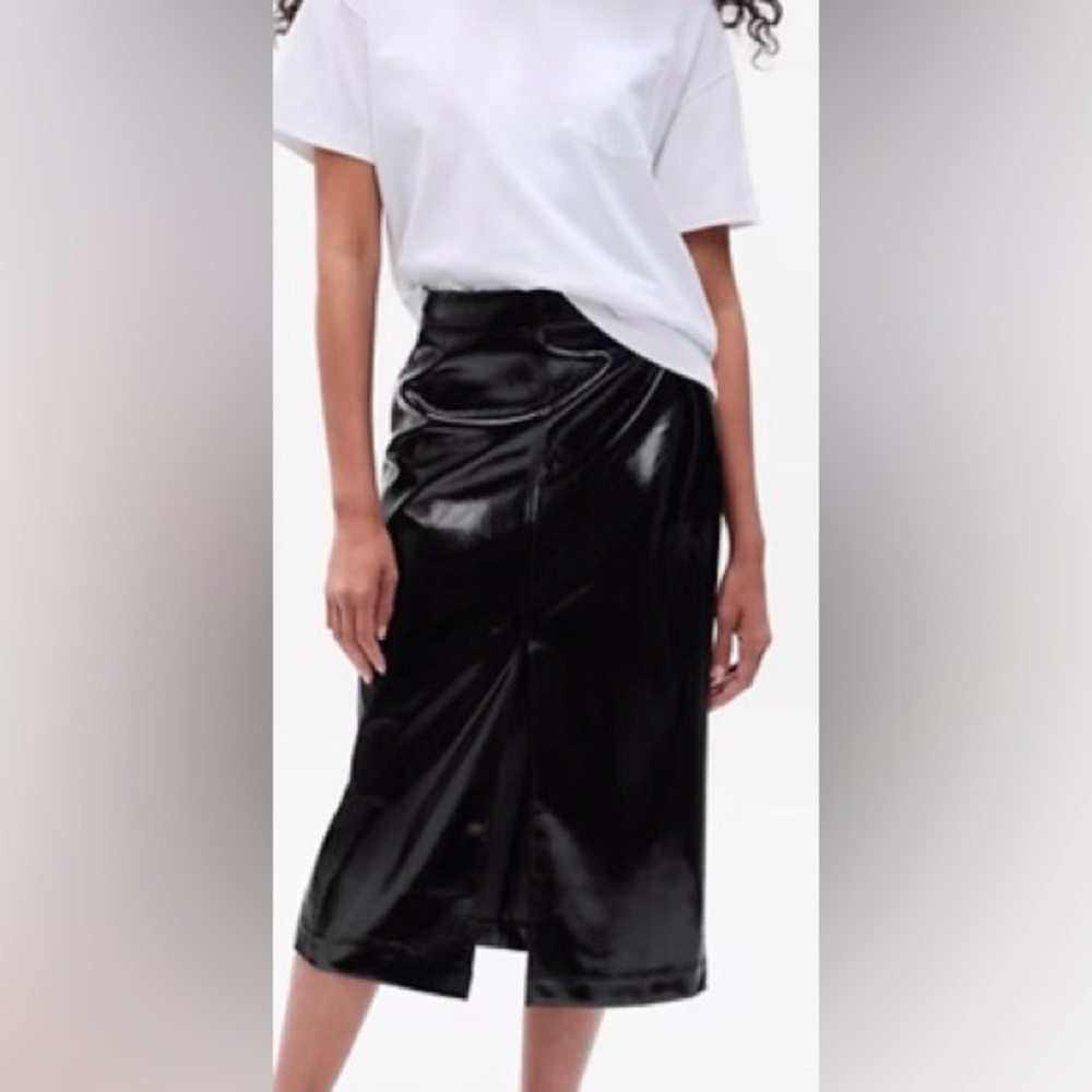 NWOT Gap vegan black leather midi skirt